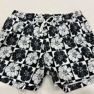 INC International Concepts Black & White Floral Pattern Men’s Swim Shorts, XL